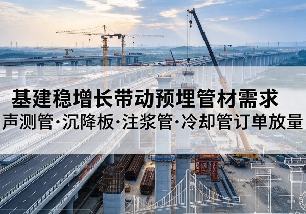 大余基建稳增长带动预埋监测管材需求，声测管、沉降板、注浆管订单持续放量